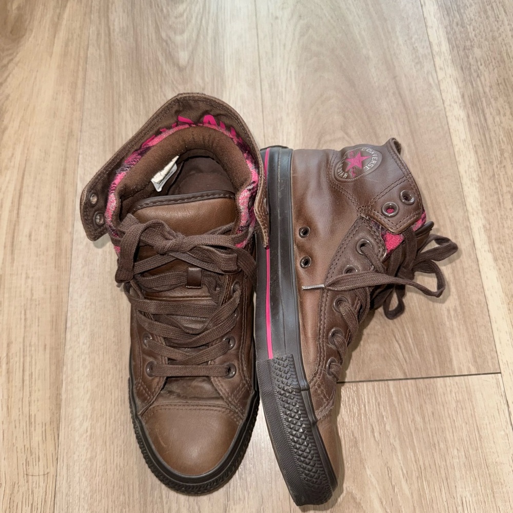Brown Converse X Woolrich High-Top Leather Sneakers